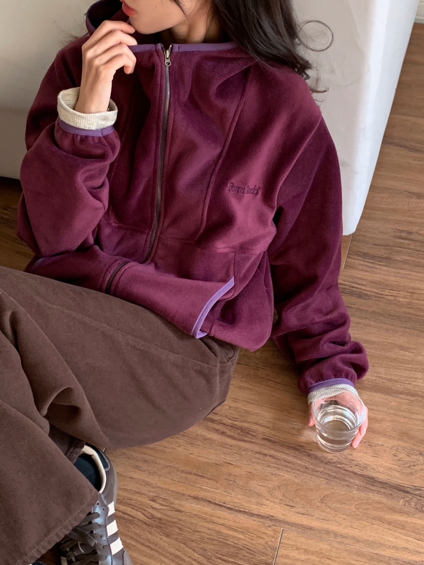 FORMSTUDIO韓國代購㊣女裝新款推薦人氣衛衣連帽拉鏈衫抓絨FORMSTUDIO衛衣