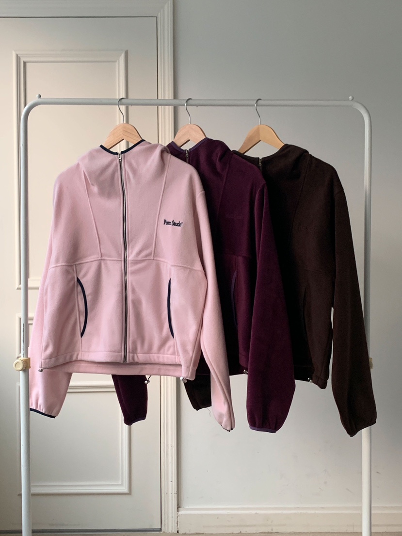 FORMSTUDIO韓國代購㊣女裝新款推薦人氣衛衣連帽拉鏈衫抓絨FORMSTUDIO衛衣圖色3左三色