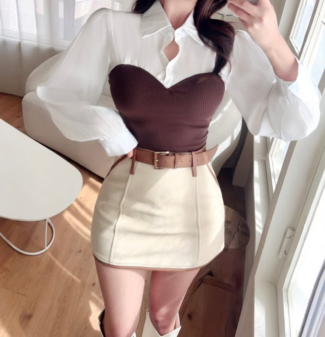 BLUE ANGEL-블루엔젤-T東大門㊣實拍女裝新品職業襯衫蕾絲衫BLUE ANGEL-ot襯衫/蕾絲衫圖色2