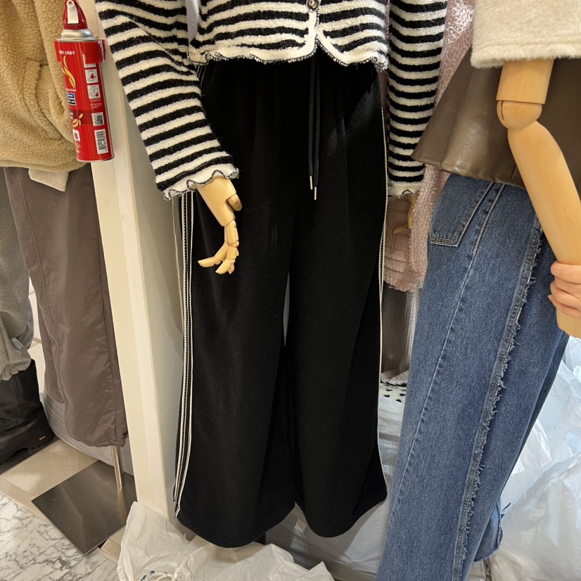 OZ東大門㊣代購女士新品真品25秋冬時尚職業人氣休閑褲蕾絲OZ.ounce休閑褲圖色1