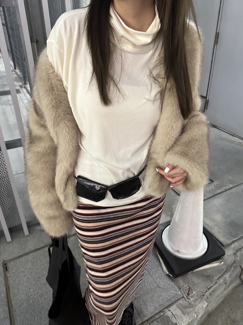 BOWIE東大門㊣實拍女裝新品25秋冬人氣真品時尚休閑長裙條紋BOWIE長裙