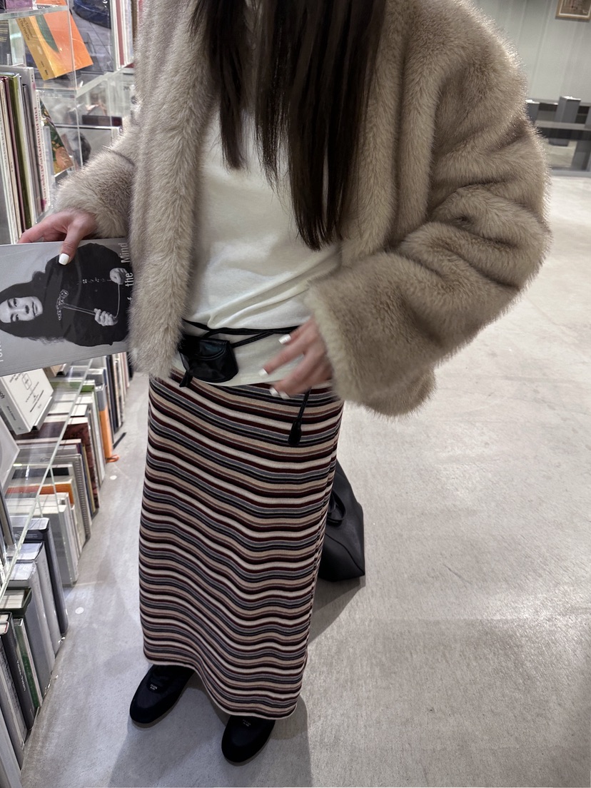 BOWIE東大門㊣實拍女裝新品25秋冬人氣真品時尚休閑長裙條紋BOWIE長裙