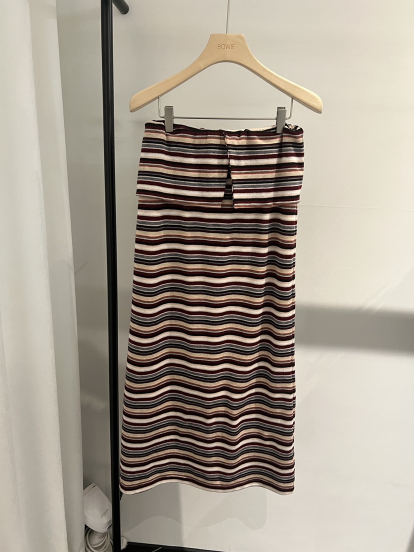 BOWIE東大門㊣實拍女裝新品25秋冬人氣真品時尚休閑長裙條紋BOWIE長裙圖色2