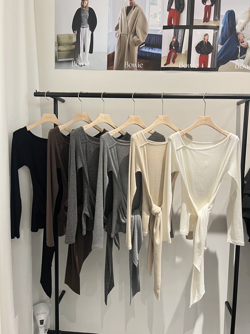 BOWIE韓國直郵㊣女裝新品推薦職業熱賣真品休閑長袖T恤毛絨BOWIE長袖T恤