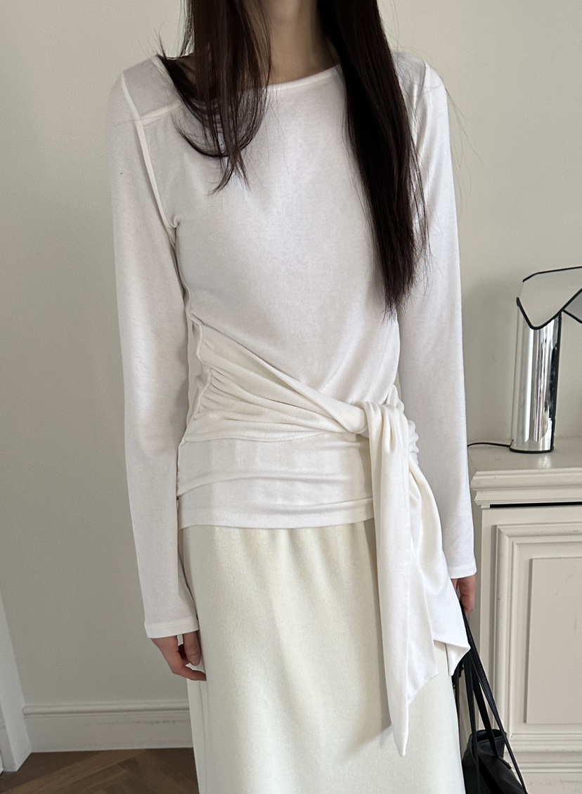 BOWIE韓國直郵㊣女裝新品推薦職業熱賣真品休閑長袖T恤毛絨BOWIE長袖T恤