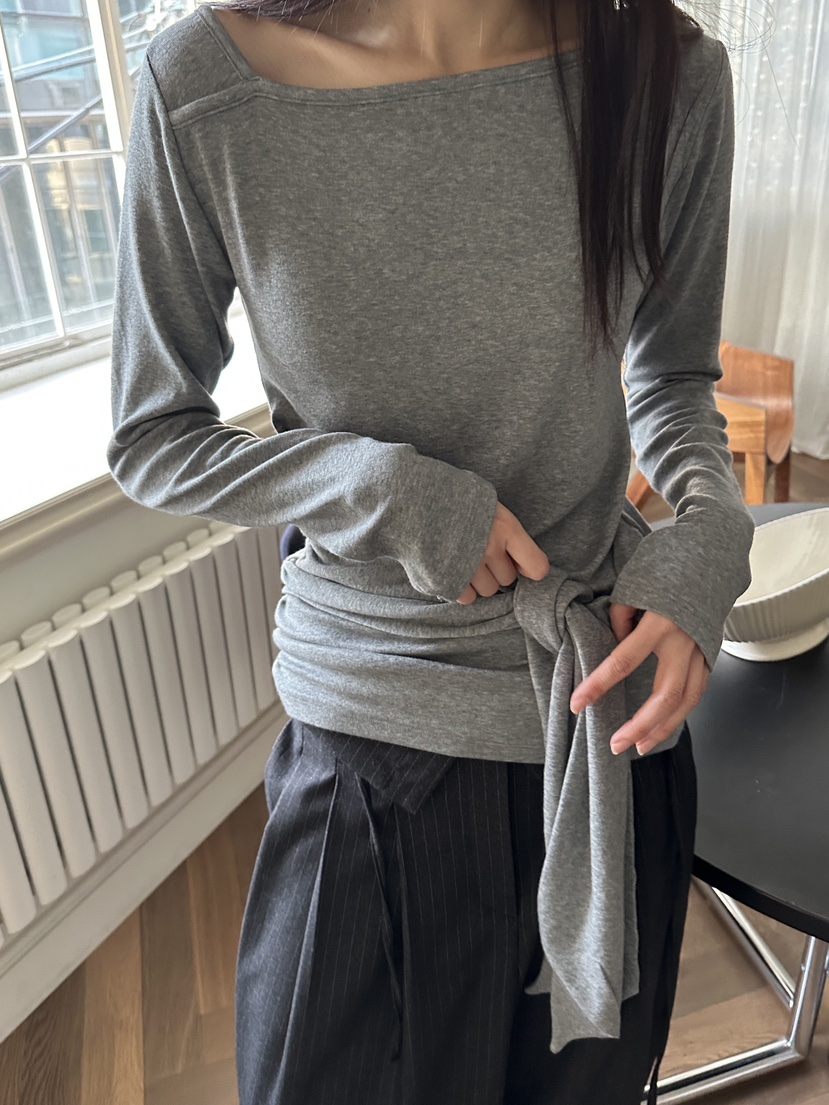 BOWIE韓國直郵㊣女裝新品推薦職業熱賣真品休閑長袖T恤毛絨BOWIE長袖T恤