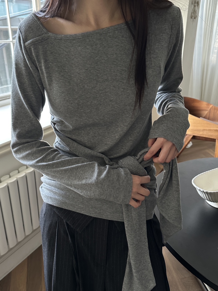 BOWIE韓國直郵㊣女裝新品推薦職業熱賣真品休閑長袖T恤毛絨BOWIE長袖T恤