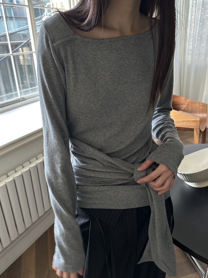 BOWIE韓國直郵㊣女裝新品推薦職業熱賣真品休閑長袖T恤毛絨BOWIE長袖T恤