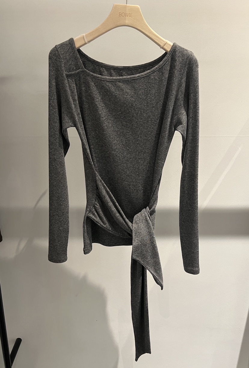 BOWIE韓國直郵㊣女裝新品推薦職業熱賣真品休閑長袖T恤毛絨BOWIE長袖T恤圖色4