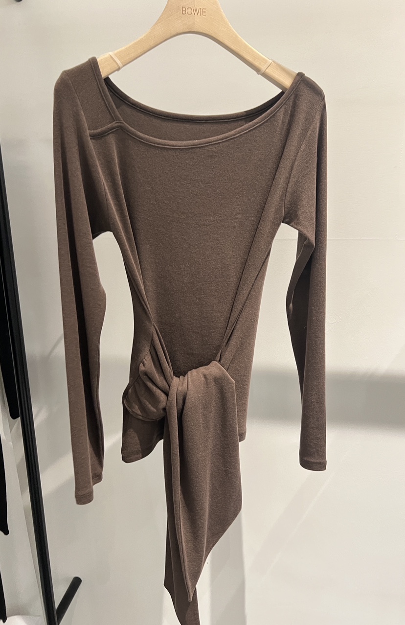 BOWIE韓國直郵㊣女裝新品推薦職業熱賣真品休閑長袖T恤毛絨BOWIE長袖T恤圖色5