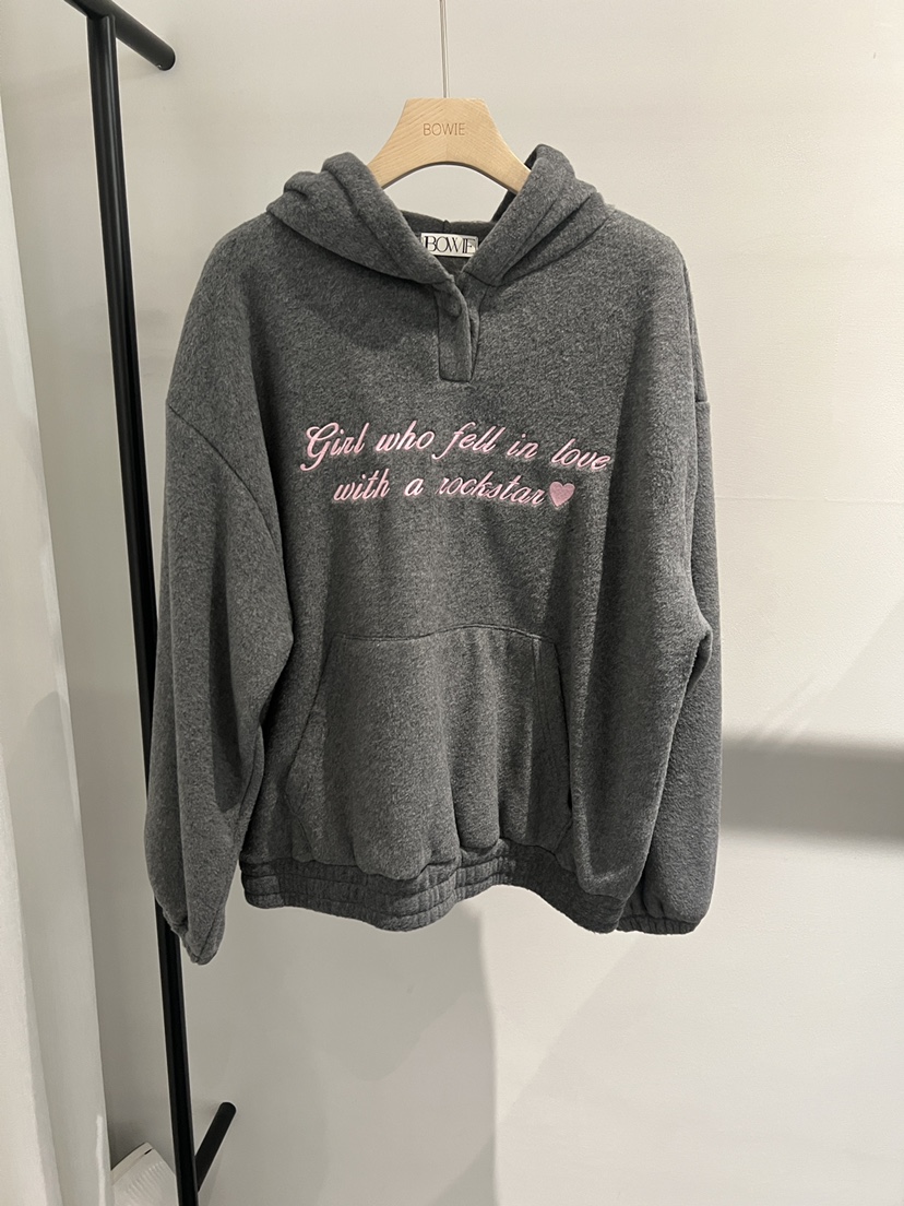 BOWIE東大門㊣直郵女士新款推薦職業人氣25秋冬衛衣連帽衫刺繡BOWIE衛衣圖色1