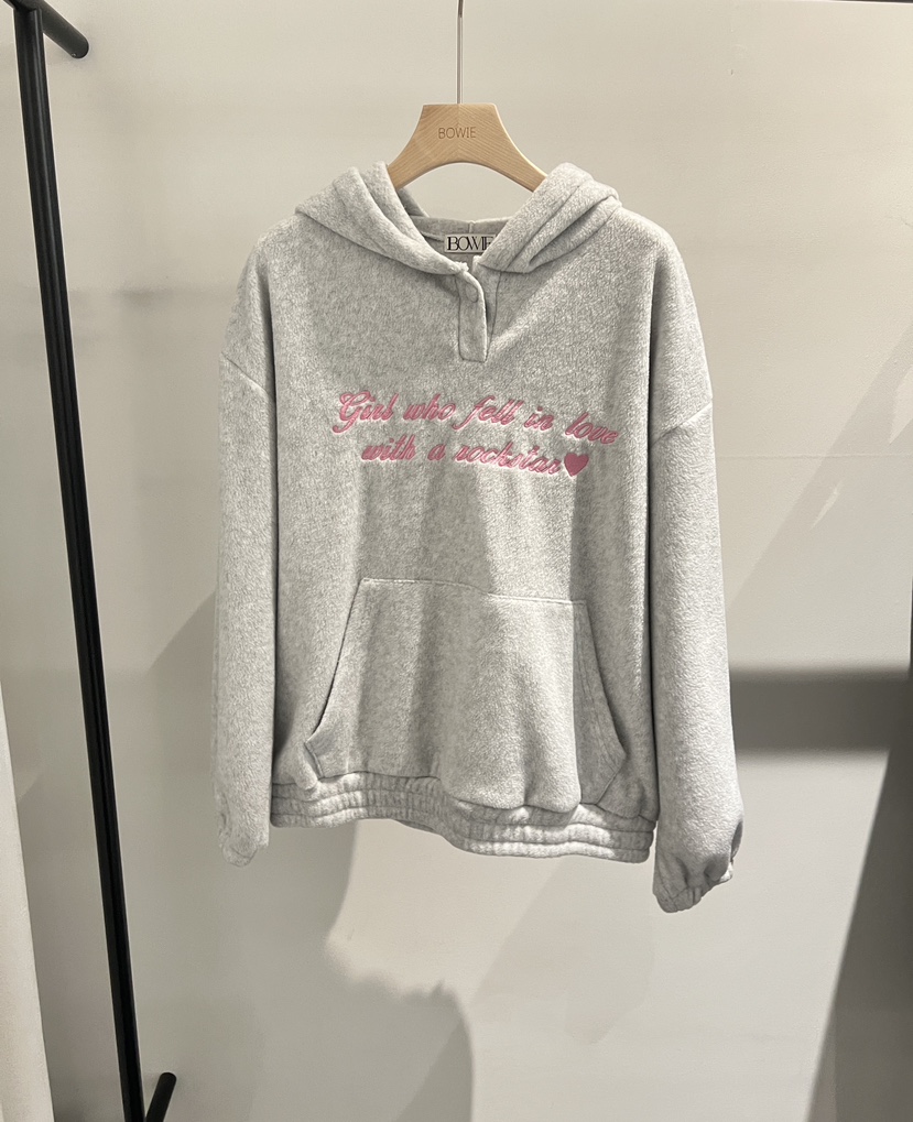 BOWIE東大門㊣直郵女士新款推薦職業人氣25秋冬衛衣連帽衫刺繡BOWIE衛衣圖色2