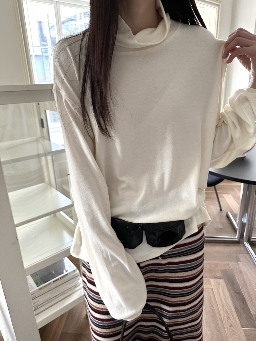 BOWIE韓國代購㊣女裝新品推薦時尚25秋冬休閑真品長袖T恤羊毛BOWIE長袖T恤