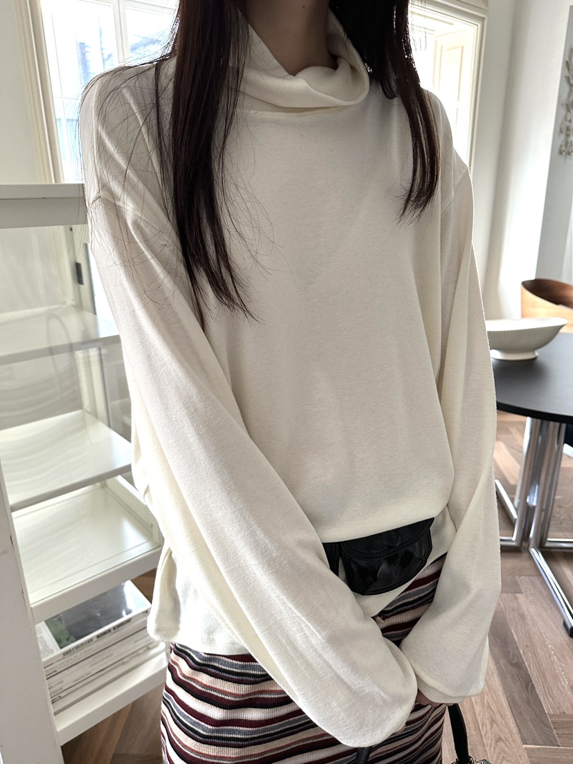 BOWIE韓國代購㊣女裝新品推薦時尚25秋冬休閑真品長袖T恤羊毛BOWIE長袖T恤