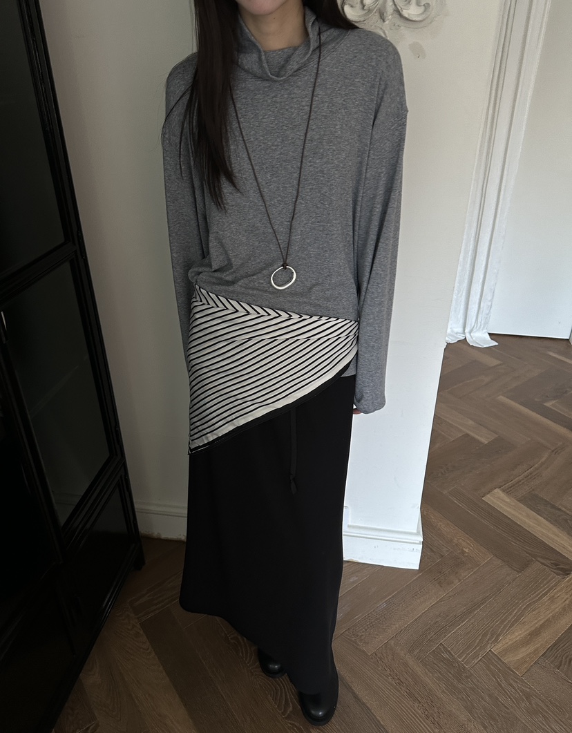 BOWIE韓國代購㊣女裝新品推薦時尚25秋冬休閑真品長袖T恤羊毛BOWIE長袖T恤