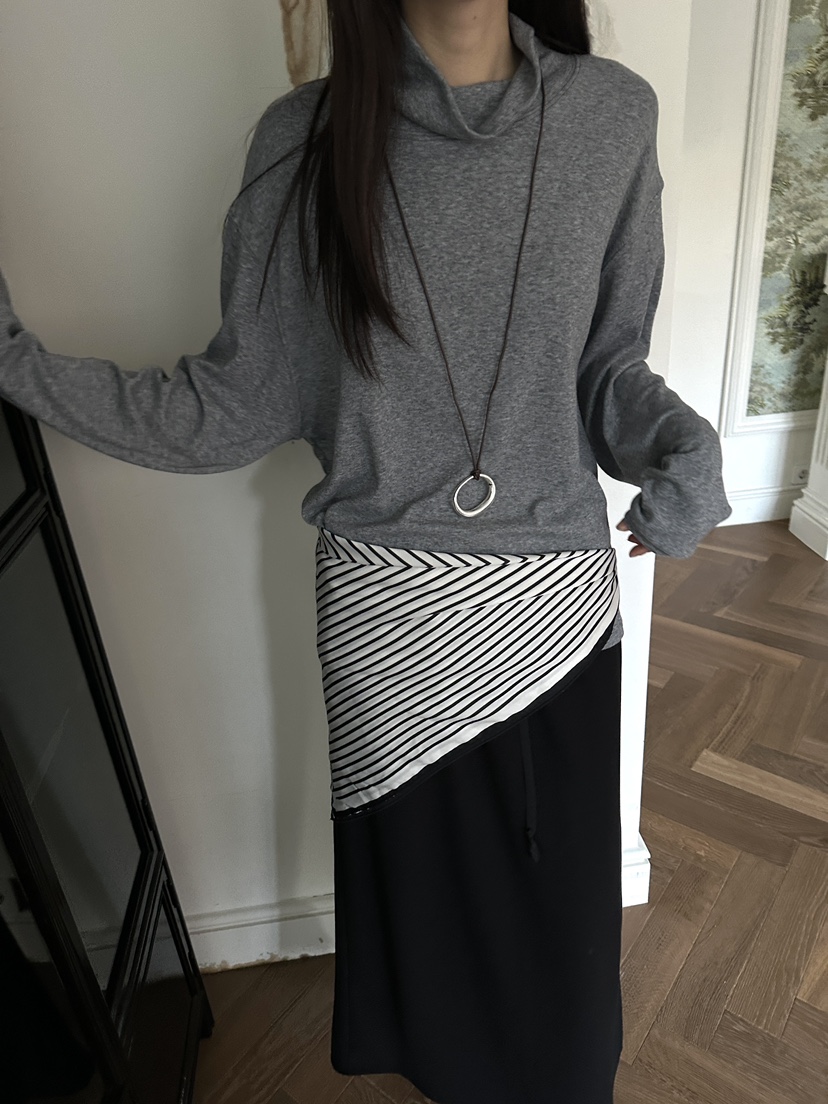 BOWIE韓國代購㊣女裝新品推薦時尚25秋冬休閑真品長袖T恤羊毛BOWIE長袖T恤