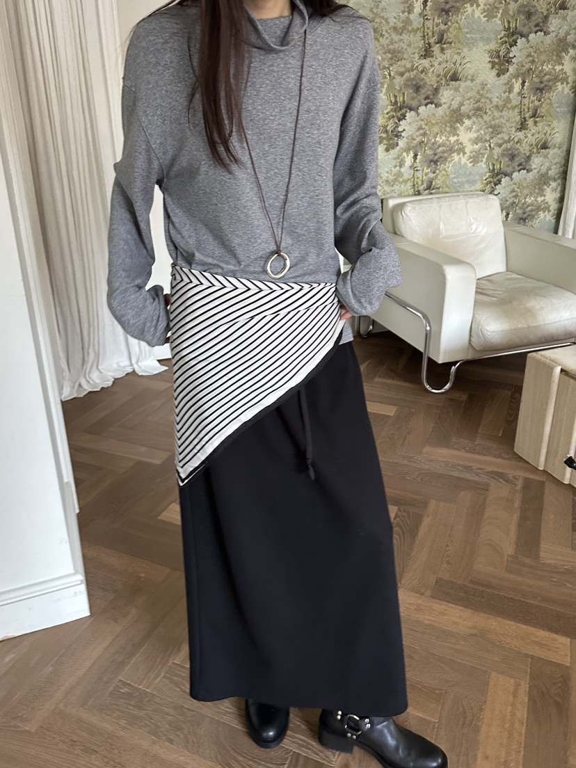 BOWIE韓國代購㊣女裝新品推薦時尚25秋冬休閑真品長袖T恤羊毛BOWIE長袖T恤