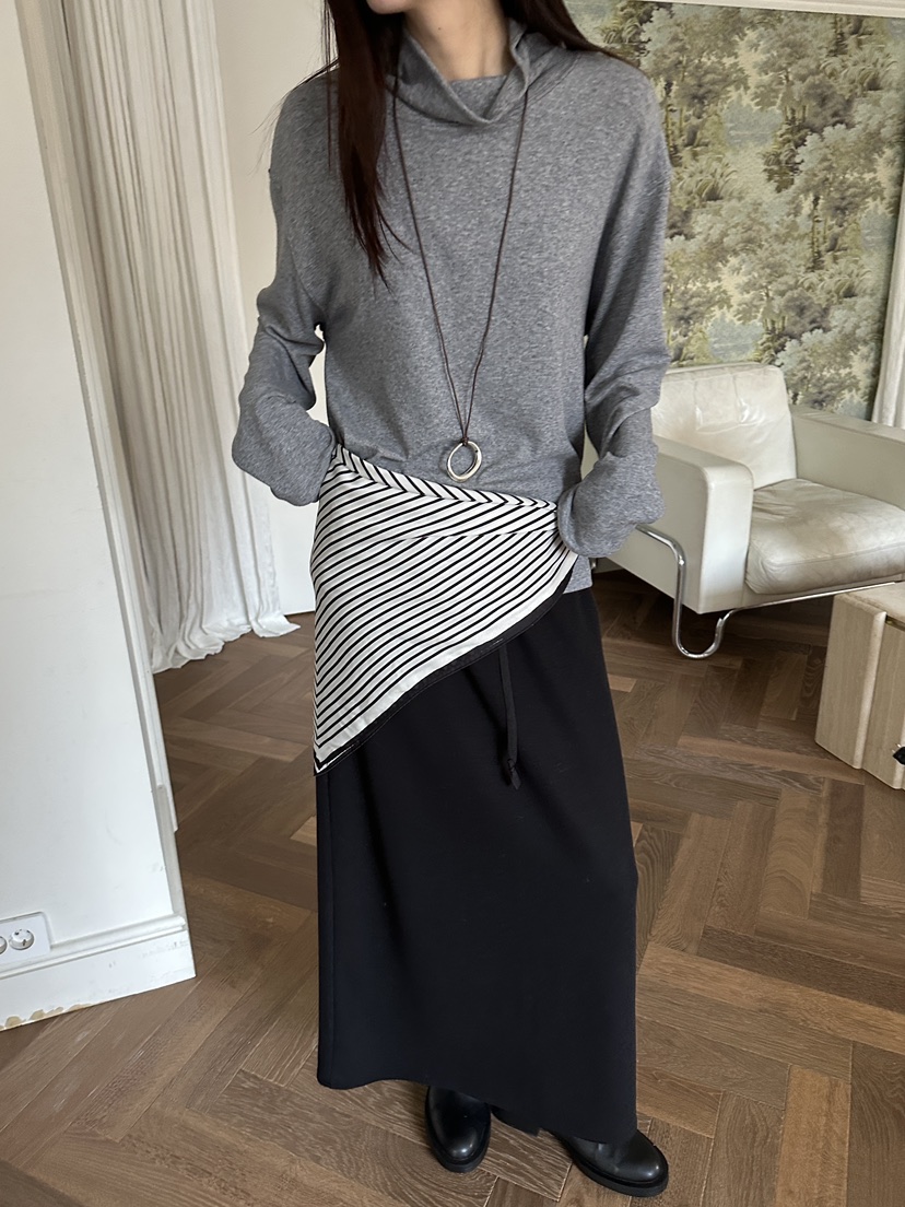 BOWIE韓國代購㊣女裝新品推薦時尚25秋冬休閑真品長袖T恤羊毛BOWIE長袖T恤