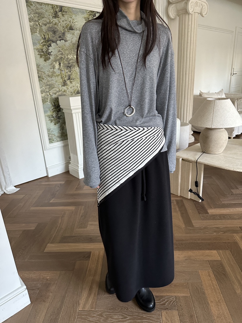 BOWIE韓國代購㊣女裝新品推薦時尚25秋冬休閑真品長袖T恤羊毛BOWIE長袖T恤