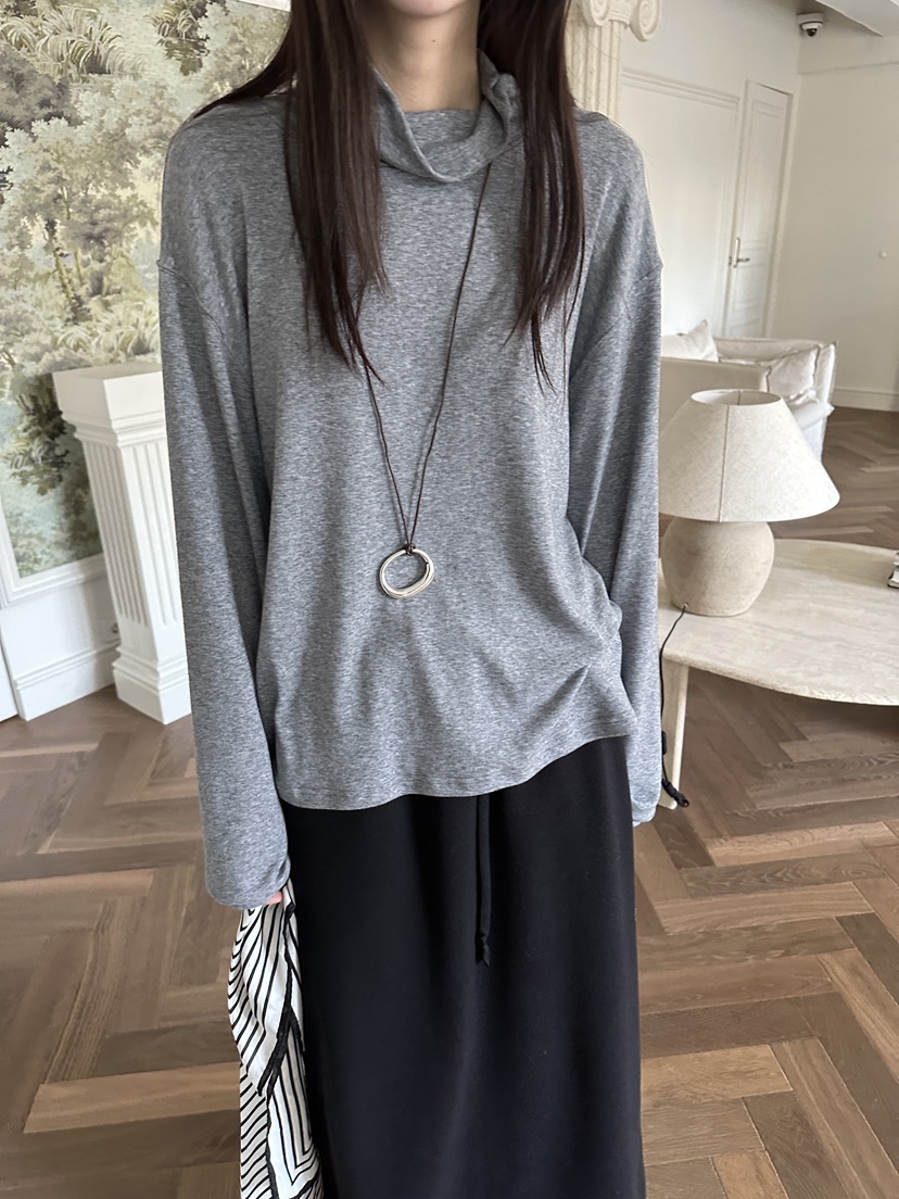 BOWIE韓國代購㊣女裝新品推薦時尚25秋冬休閑真品長袖T恤羊毛BOWIE長袖T恤