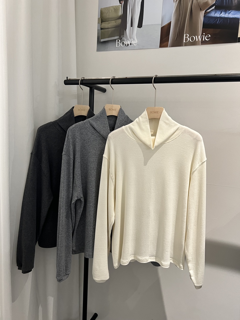 BOWIE韓國代購㊣女裝新品推薦時尚25秋冬休閑真品長袖T恤羊毛BOWIE長袖T恤