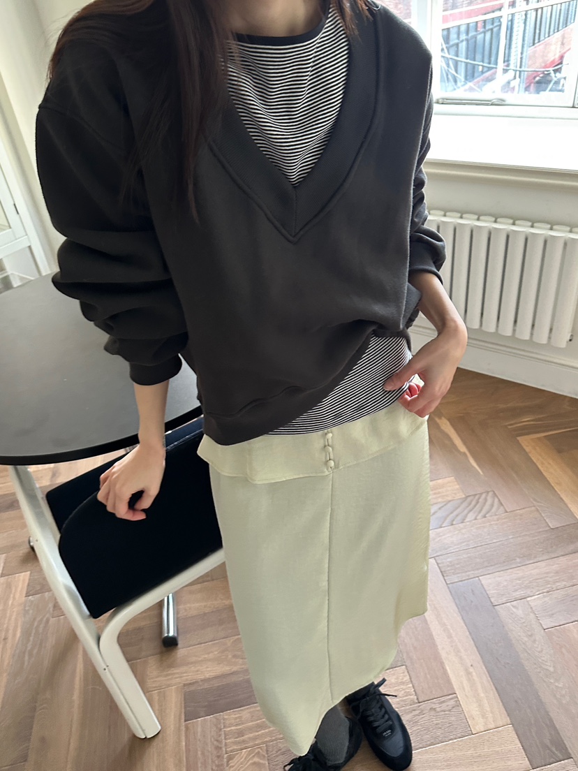 BOWIE東大門㊣代購女裝新款推薦休閑人氣真品25秋冬衛衣V領BOWIE衛衣