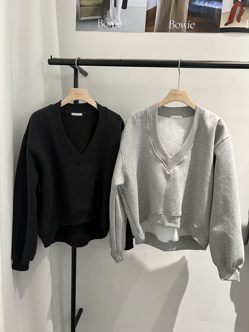 BOWIE東大門㊣代購女裝新款推薦休閑人氣真品25秋冬衛衣V領BOWIE衛衣
