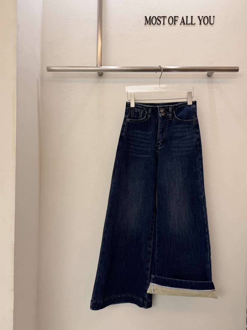 MOST OF ALL U韓國代購㊣女裝新款真品人氣牛仔褲加絨紐扣MOST OF ALL U牛仔褲圖色1