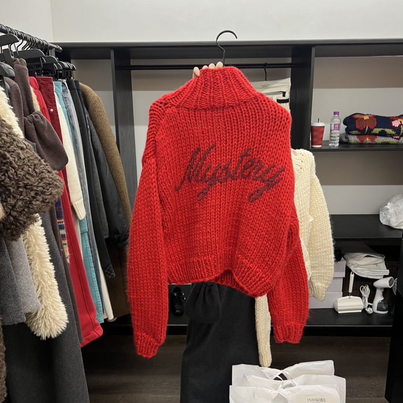 UNANSWERED-MYSTERY韓國直郵㊣女士新品休閑針織衫手工刺繡開衫UNANSWERED-MYSTERY/FIFO針織衫