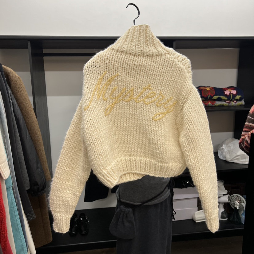 UNANSWERED-MYSTERY韓國直郵㊣女士新品休閑針織衫手工刺繡開衫UNANSWERED-MYSTERY/FIFO針織衫