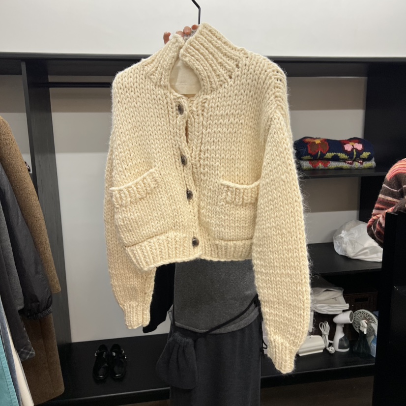 UNANSWERED-MYSTERY韓國直郵㊣女士新品休閑針織衫手工刺繡開衫UNANSWERED-MYSTERY/FIFO針織衫圖色1