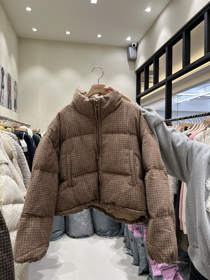MARIE MARIE東大門㊣實拍女裝新款25秋冬短款羽絨服羊毛格紋鴨絨MARIE MARIE短款羽絨服圖色1