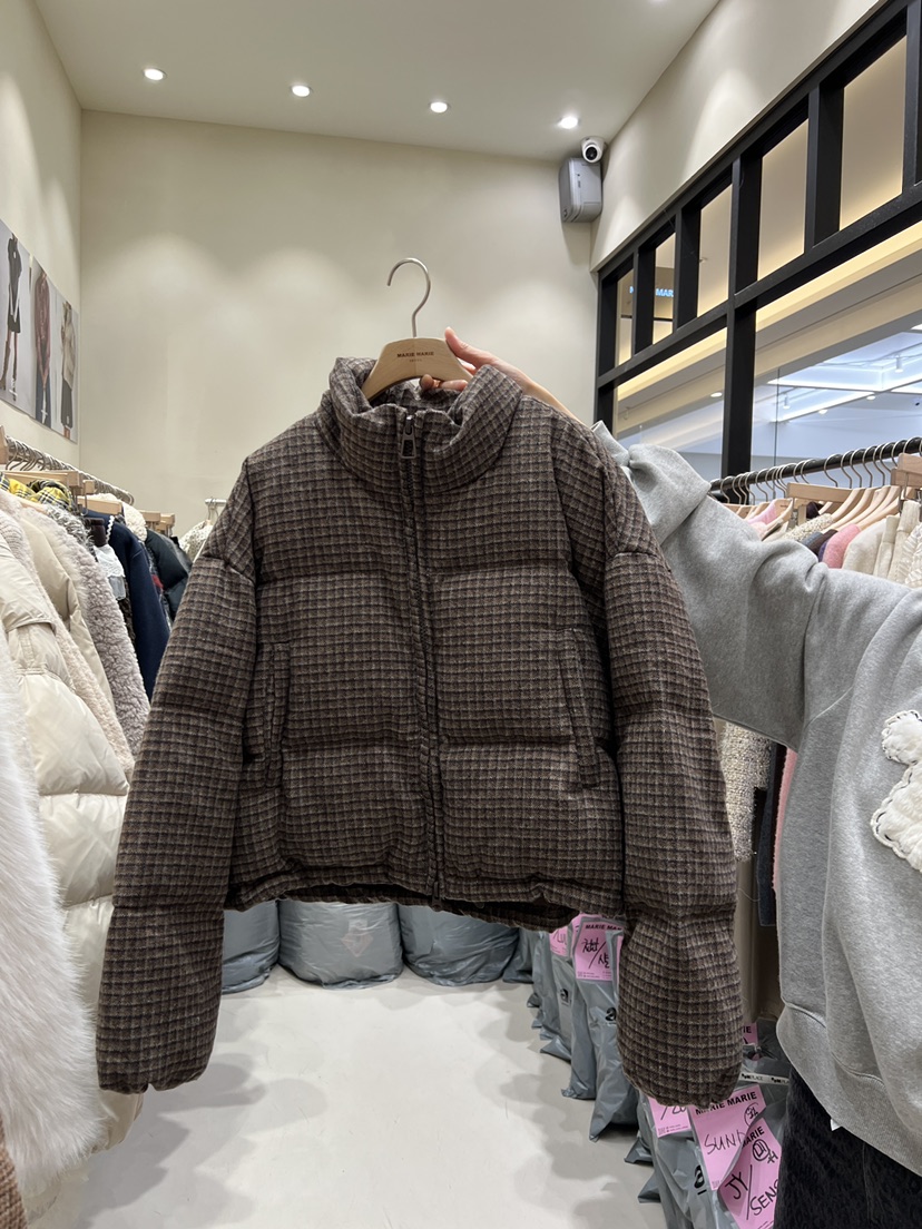 MARIE MARIE東大門㊣實拍女裝新款25秋冬短款羽絨服羊毛格紋鴨絨MARIE MARIE短款羽絨服圖色2