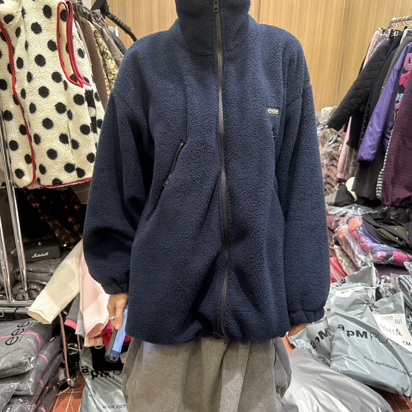 E/E/E韓國代購㊣女裝新款推薦人氣熱賣職業夾克連帽衫長款E/E/E夾克圖色1