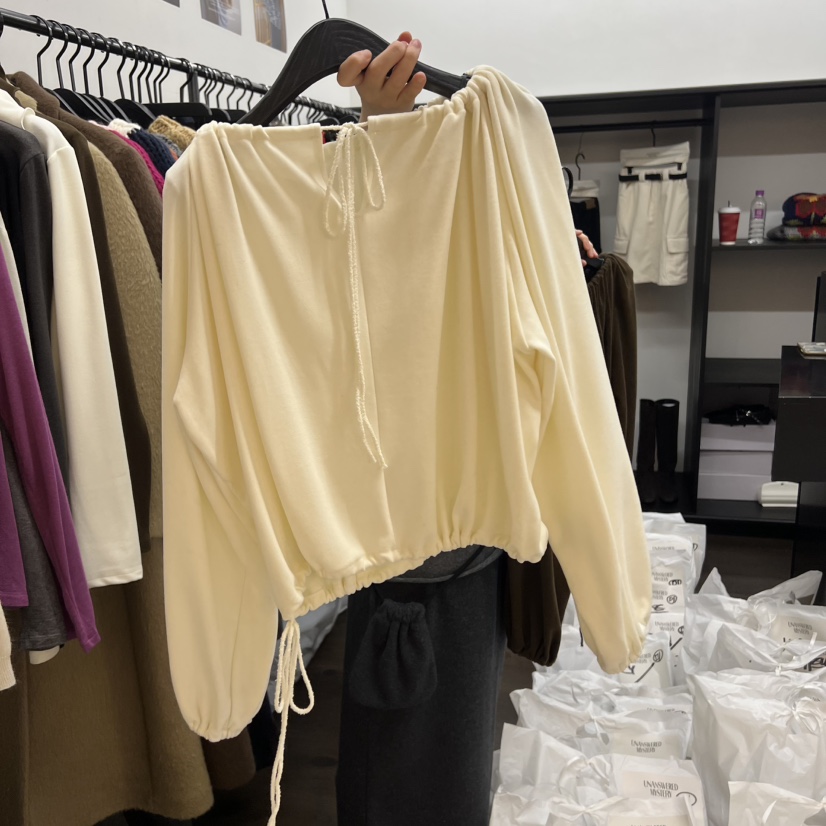 UNANSWERED-MYSTERY東大門㊣代購女士新款熱賣長袖T恤褶皺UNANSWERED-MYSTERY/FIFO長袖T恤