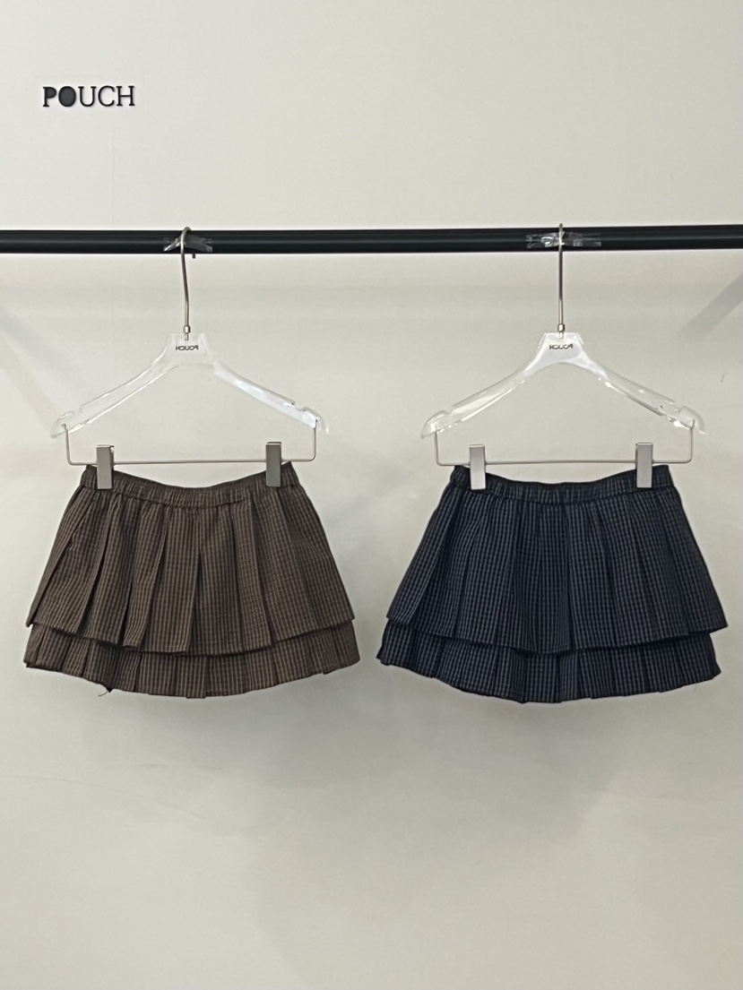 POUCH東大門㊣直郵女士新品休閑25秋冬真品人氣熱賣裙褲格子POUCH裙褲