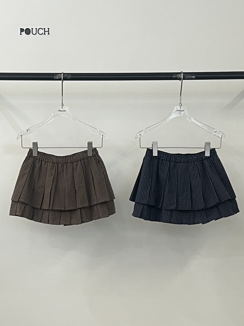 POUCH東大門㊣直郵女士新品休閑25秋冬真品人氣熱賣裙褲格子POUCH裙褲