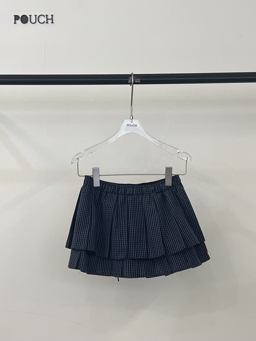 POUCH東大門㊣直郵女士新品休閑25秋冬真品人氣熱賣裙褲格子POUCH裙褲圖色1