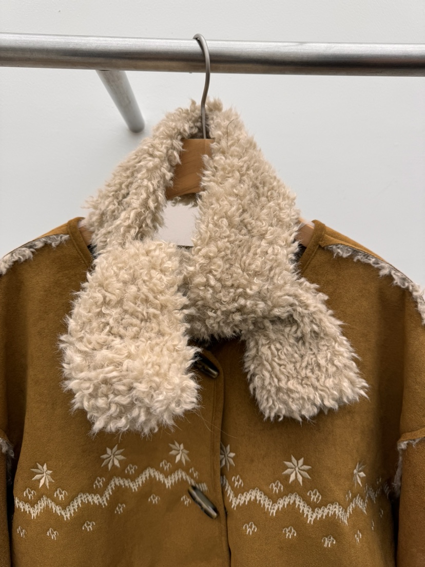 THORE韓國代購㊣女裝新款25秋冬真品休閑推薦短款大衣含圍巾THORE短款大衣