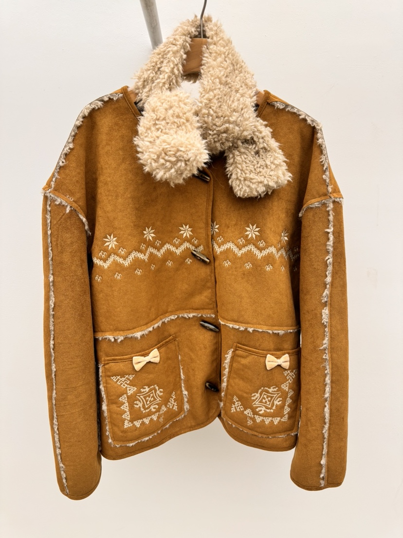 THORE韓國代購㊣女裝新款25秋冬真品休閑推薦短款大衣含圍巾THORE短款大衣圖色1