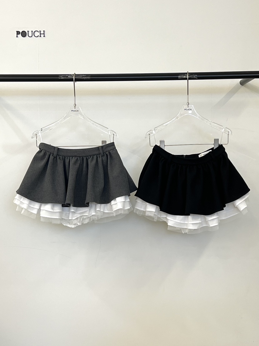 POUCH東大門㊣代購女裝新款時尚25秋冬真品職業熱賣裙褲荷葉邊POUCH裙褲