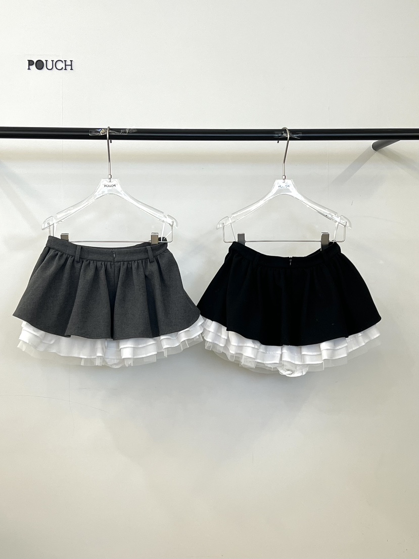 POUCH東大門㊣代購女裝新款時尚25秋冬真品職業熱賣裙褲荷葉邊POUCH裙褲