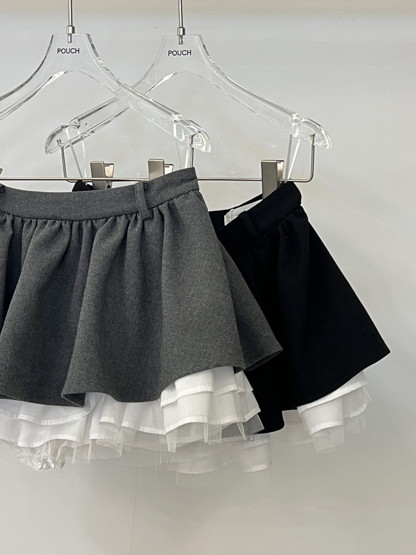 POUCH東大門㊣代購女裝新款時尚25秋冬真品職業熱賣裙褲荷葉邊POUCH裙褲
