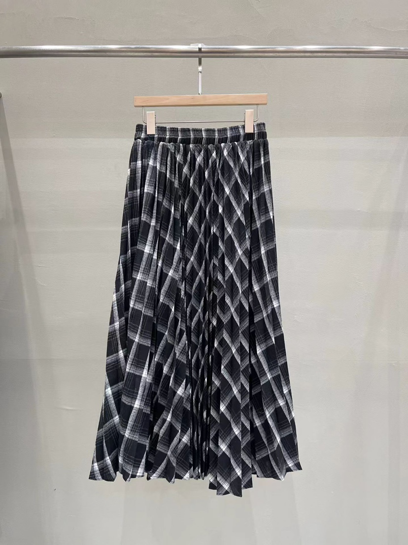 THE MUI韓國代購㊣女士新款25秋冬人氣半身裙中短裙格子褶裥THE MUI半身裙/中短裙