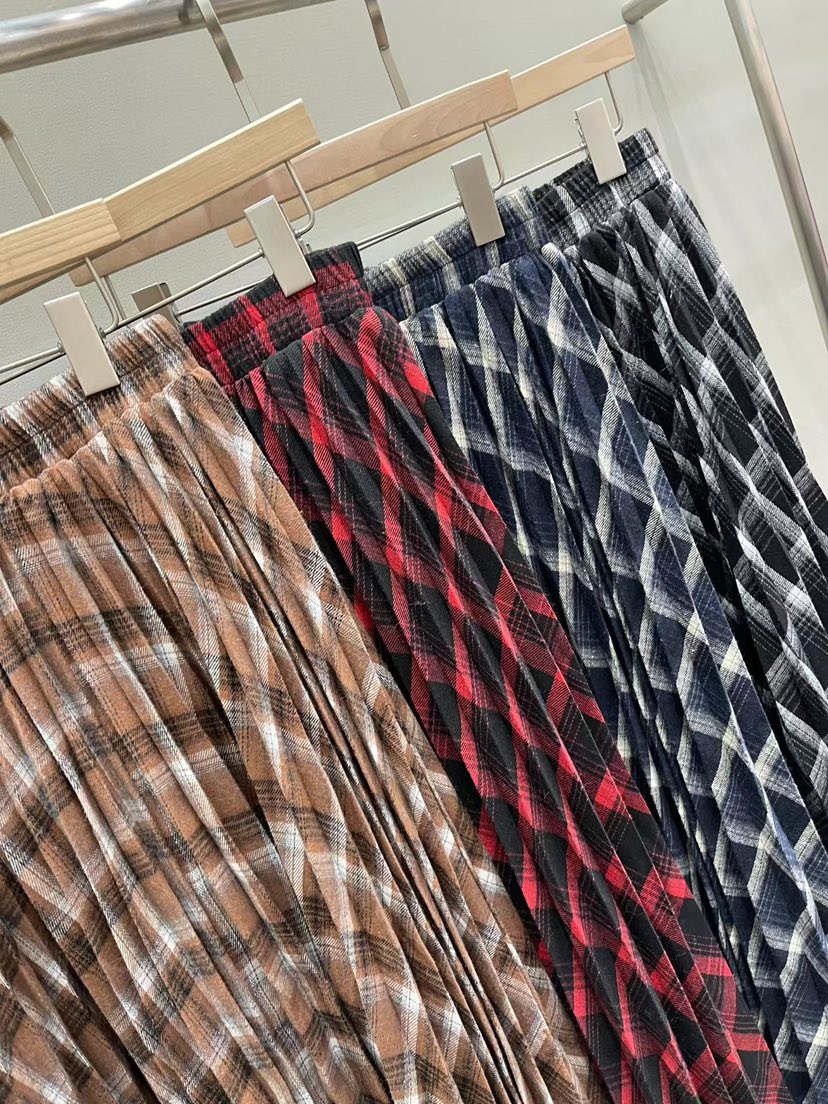 THE MUI韓國代購㊣女士新款25秋冬人氣半身裙中短裙格子褶裥THE MUI半身裙/中短裙