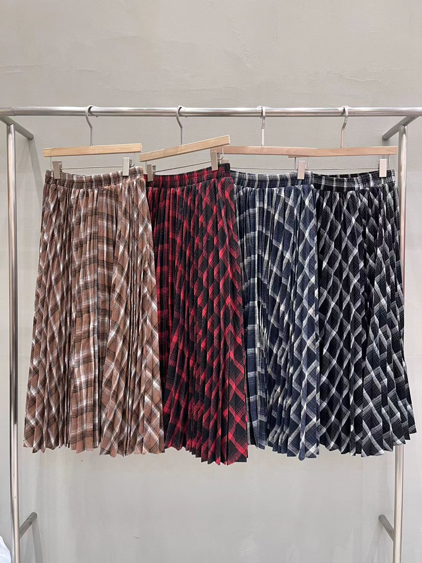 THE MUI韓國代購㊣女士新款25秋冬人氣半身裙中短裙格子褶裥THE MUI半身裙/中短裙