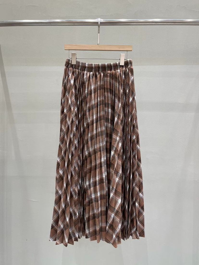 THE MUI韓國代購㊣女士新款25秋冬人氣半身裙中短裙格子褶裥THE MUI半身裙/中短裙圖色1