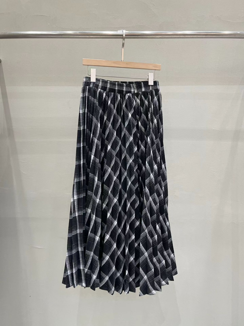 THE MUI韓國代購㊣女士新款25秋冬人氣半身裙中短裙格子褶裥THE MUI半身裙/中短裙圖色4