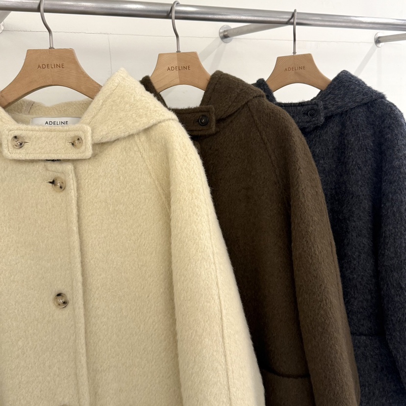 ADELINE韓國代購㊣女裝新款時尚休閑職業人氣推薦中長款大衣棉ADELINE中長款大衣