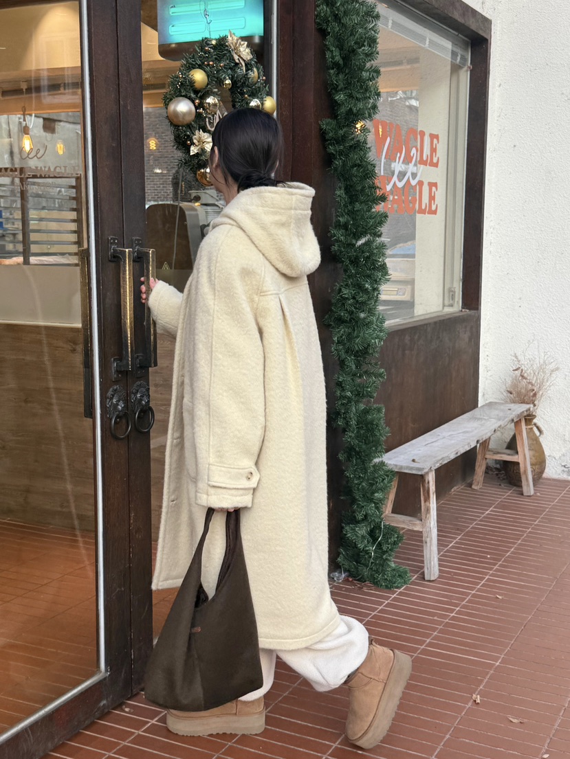 ADELINE韓國代購㊣女裝新款時尚休閑職業人氣推薦中長款大衣棉ADELINE中長款大衣